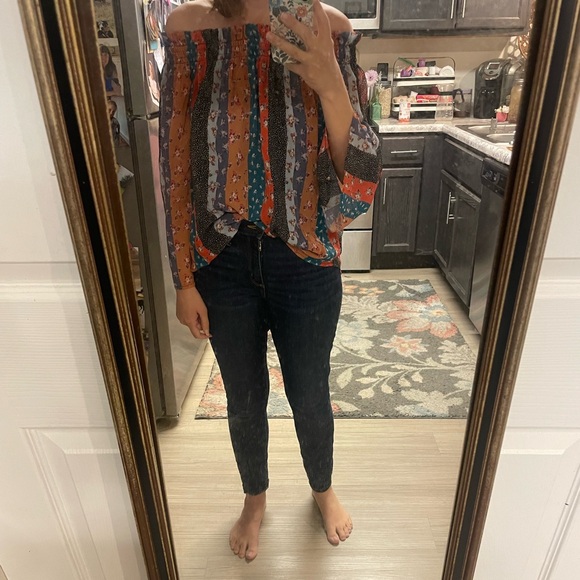 Boho Floral Off the Shoulder Top-XS - Picture 2 of 6
